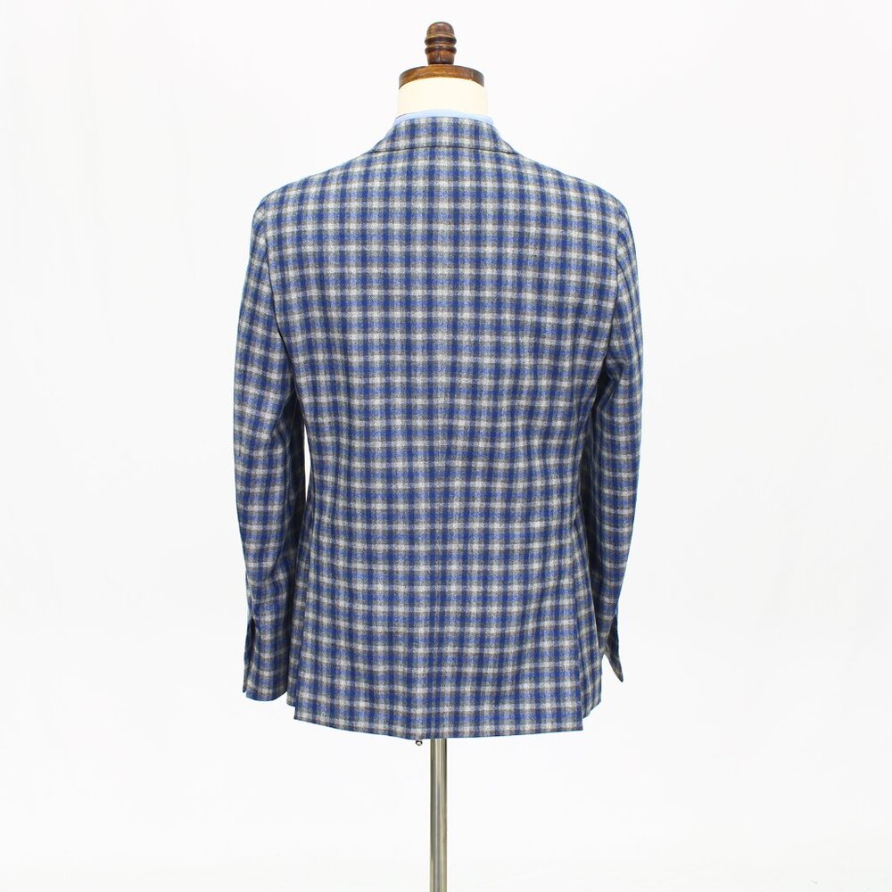 Caruso 42R Blue/Gray Check 3-Button Sport Coat Blazer Jacket T571 - Picture 7 of 11